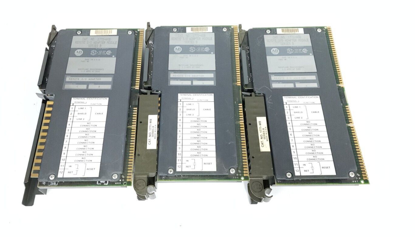 Used LOT OF 3 ALLEN BRADLEY 1771-ASB REMOTE I/O ADAPATER MODULES F/W REV. C SER. B