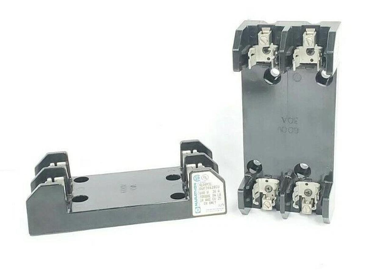 Used LOT OF 2 MARATHON 4100931 R6F30A2BCU FUSE HOLDERS, 600V, 30A