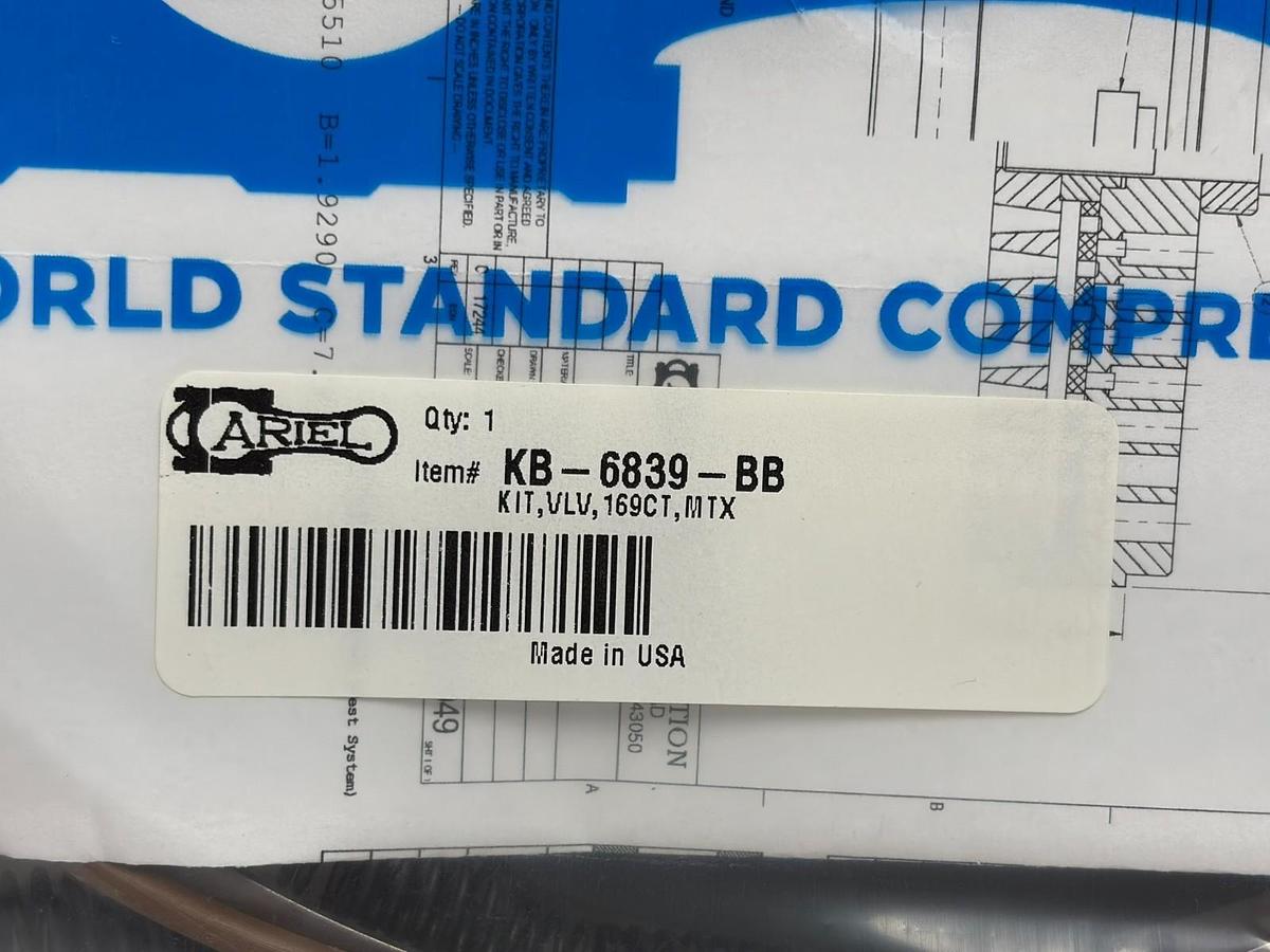Ariel KB-6839-BB Compressor Valve Kit 169CT MTX OEM Rebuild Kit New