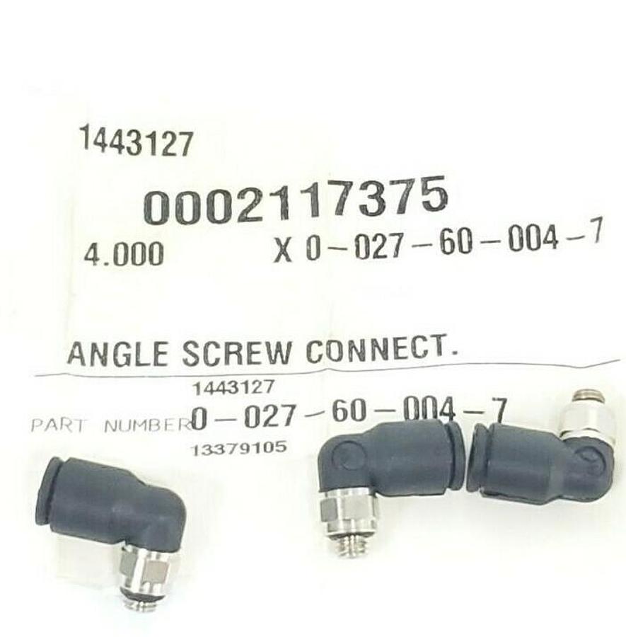 Used LOT OF 3 NEW KRONES 0-027-60-004-7 ANGLE SCREW CONNECTORS 0027600047, 1443127