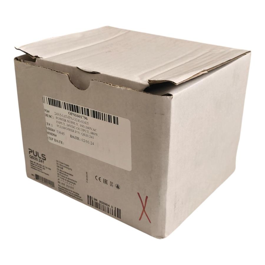 Used PULS Dimension QS20.241 DIN Rail Power Supply | 24V 20A 480W | AC 100-240V In