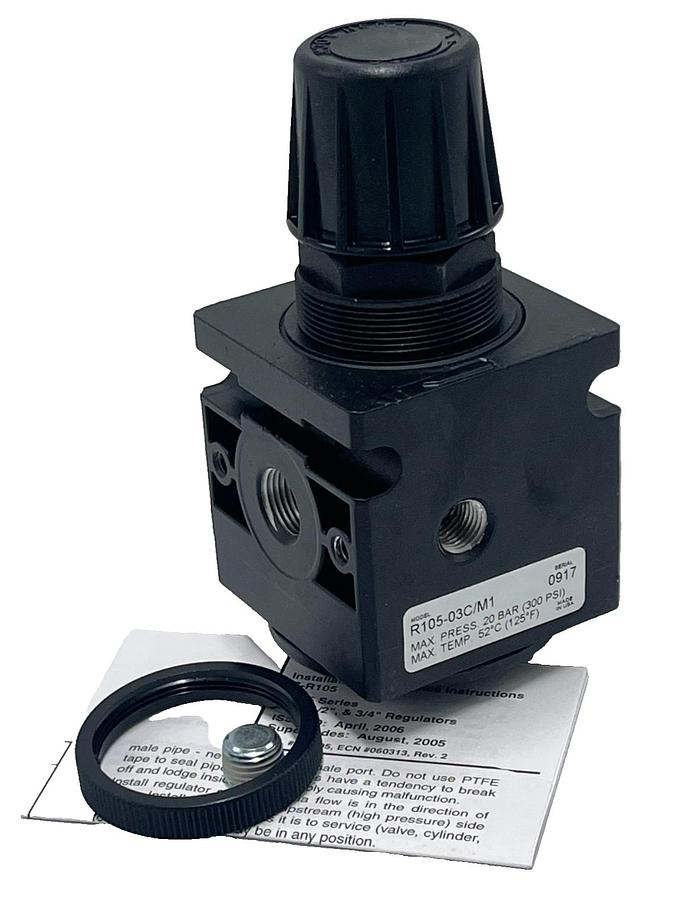 Used Parker Watts R105-03C M1 R10 Ser. Compact Air Pressure Regulator 3/8" NPT, NSMP