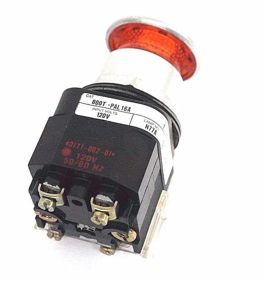 Used ALLEN BRADLEY 800T-PAL16A PUSHBUTTON 800TPAL16A SER. T 120V, 800T-XA1 SER. E