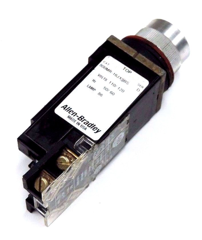 Used ALLEN BRADLEY 800MR-16JX9BS SER. D SELECTOR SWITCH 110/120V, 50/60HZ, 800M-XAK