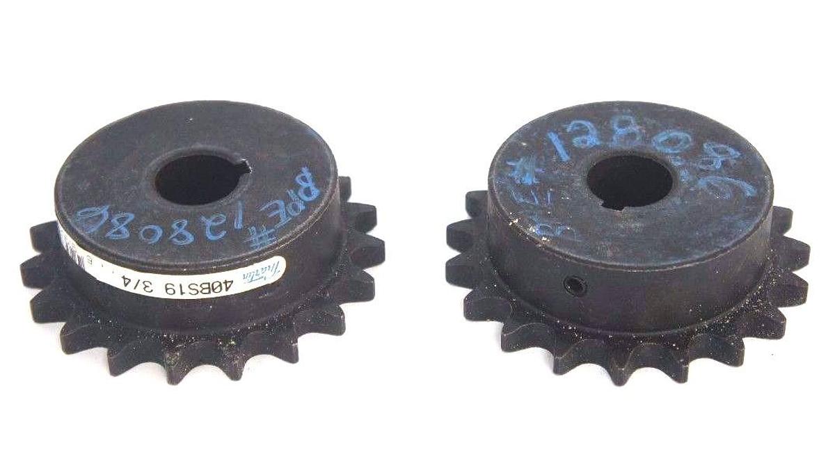 Used LOT OF 2 NEW MARTIN 40BS19-3/4 SPROCKET 1/2IN PITCH 3/4IN BORE 19TEETH