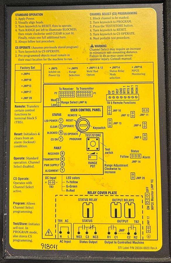 Used STI 70010-1136 / 70011-1001 MiniSafe/FlexSafe 4300B-2 CONTROLLER MS43-B2-AC1-W