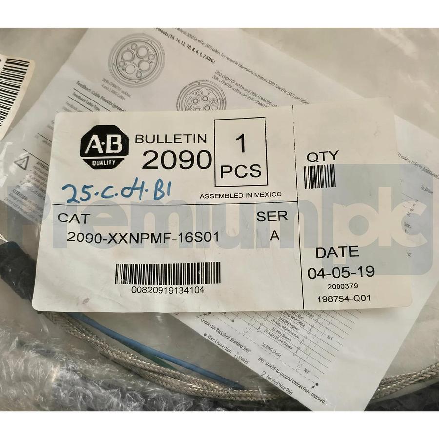 Used Allen-Bradley 2090-XXNPMF-16S01 /A Kinetix Power Cable 16AWG 1m M23 Connector