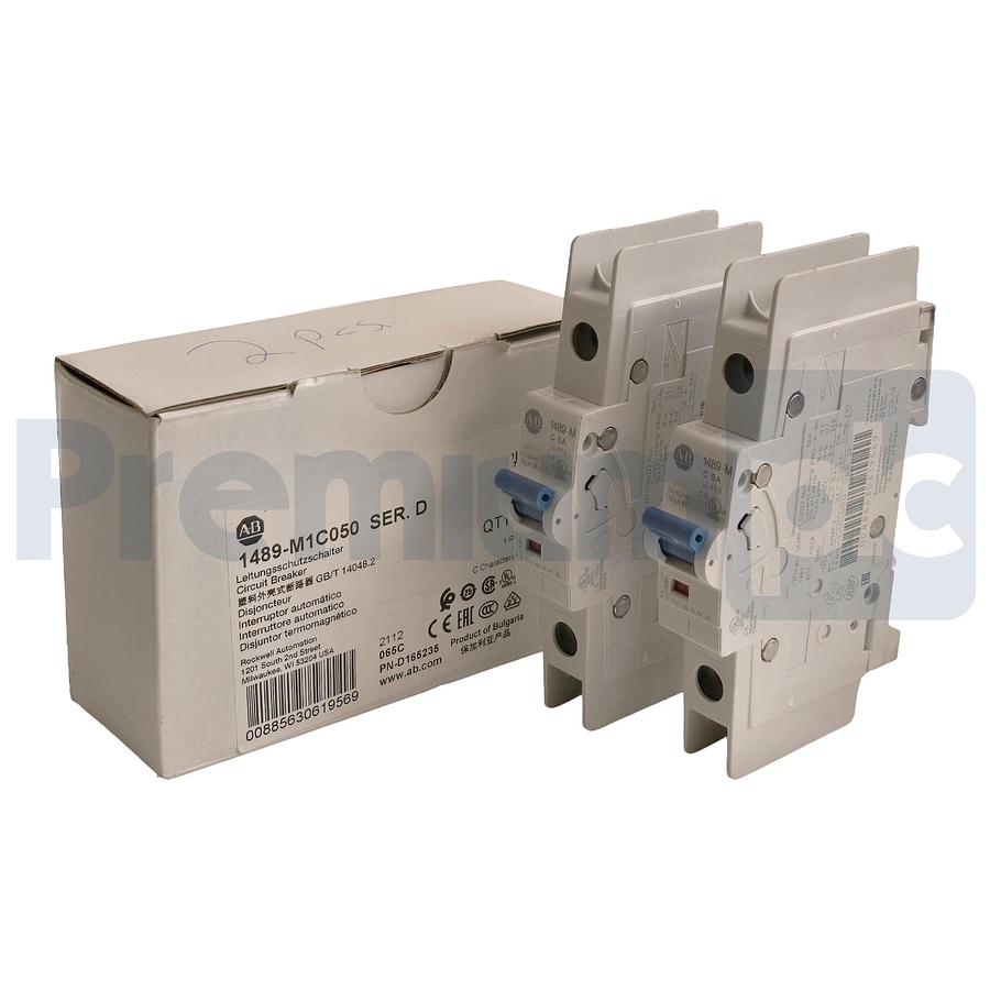 Box of 2 Allen-Bradley 1489-M1C050 /D Circuit Breaker, 1 Pole, 5A, C-Curve NSMP 885630619569