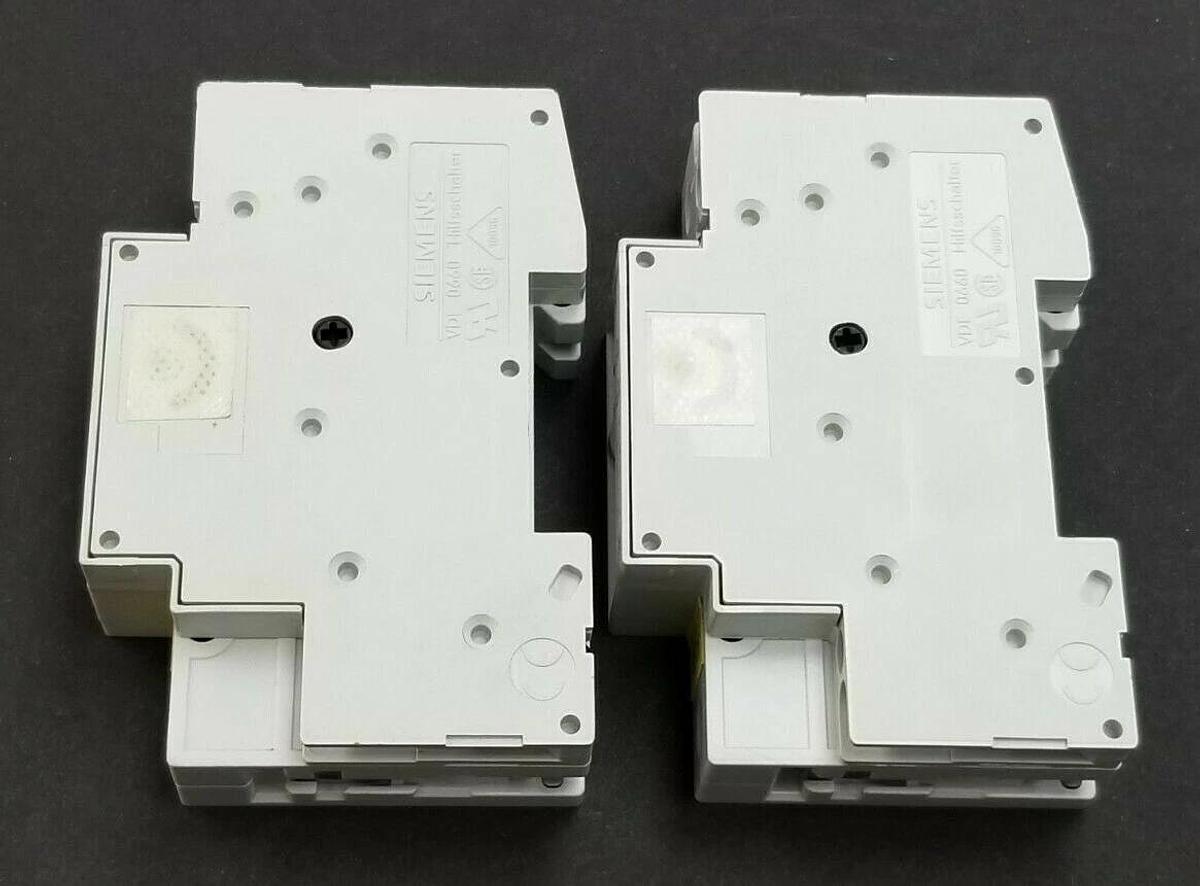 Used LOT OF 2 SIEMENS 5SX21-C1-6 CIRCUIT BREAKERS W/ 5SX9100-HS CONTACT BLOCKS