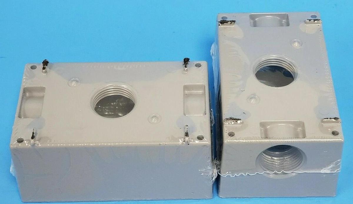 Used LOT OF 2 NEW BELL OUTDOOR 5324-0 SINGLE-GANG BOXES 3/4INCH PORTS CAST ALUMINUM