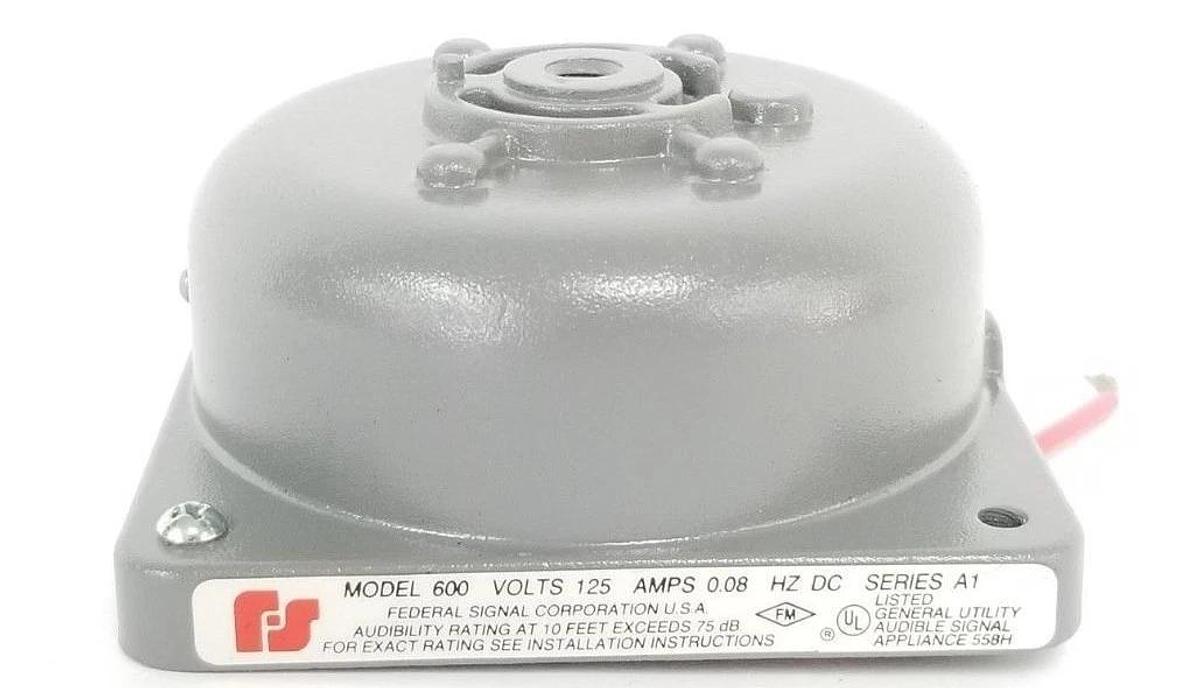 Used NIB FEDERAL SIGNAL 600-125-1 BELL MECHANISM 600*125-1, 6001251, GRAY, 125VDC