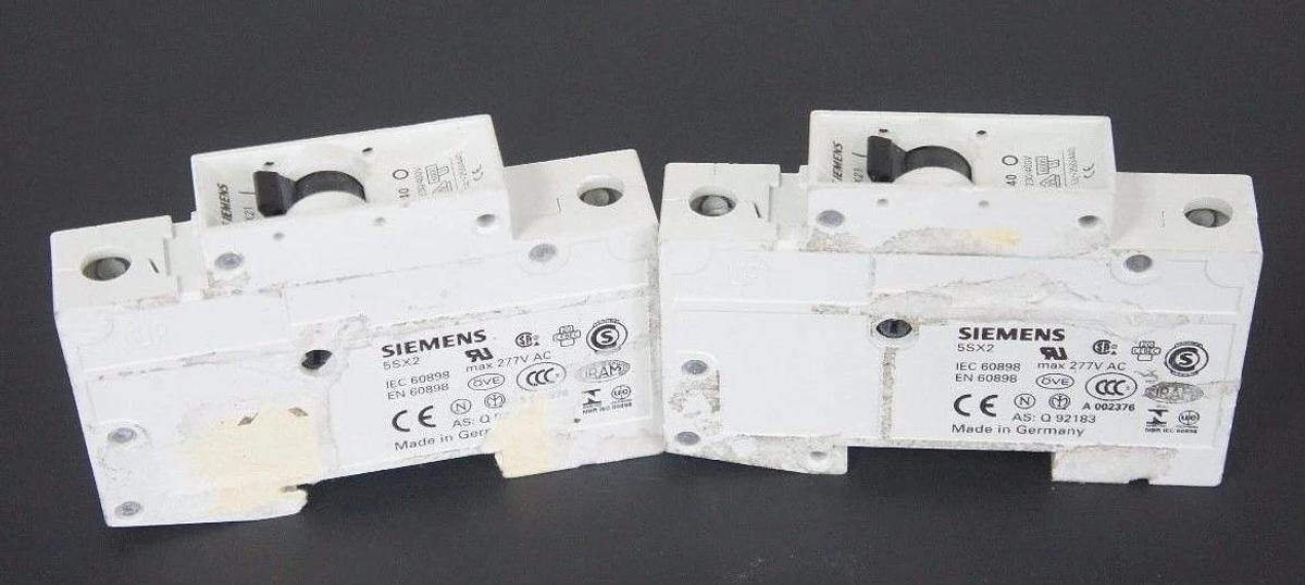 Used LOT OF 2 SIEMENS 5SX21-C40 MINIATURE CIRCUIT BREAKERS 5SX21C40, 5SX2