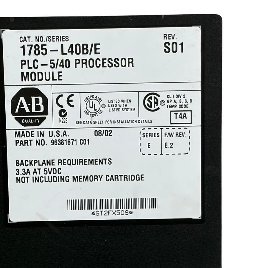 Used Allen-Bradley 1785-L40B/E PLC-5/40 Processor Module Series E As Is Parts Only