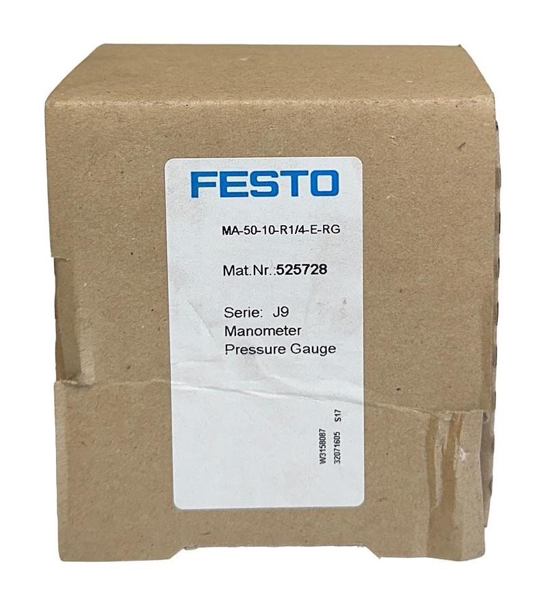 Used NEW FESTO MA-50-10-R1/4-E-RG / 525728 SERIES J9 PRESSURE GAUGE MANOMETER NSMP