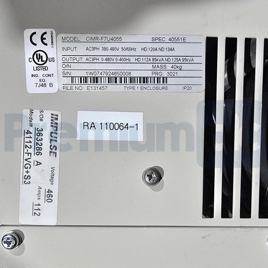 Magnetek Impulse 4112-FVG+S3 VG+ Series 3 Crane Inverter Drive 75HP CIMR-F7U4055