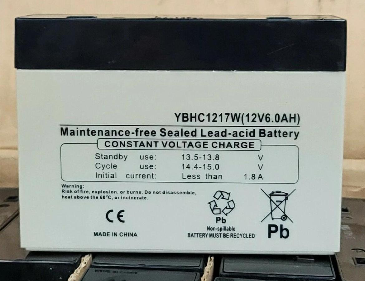 Used BOX OF 10 NEW YBHC1217W (12V6.0AH) MAINTENANCE-FREE SEALED LEAD-ACID BATTERIES