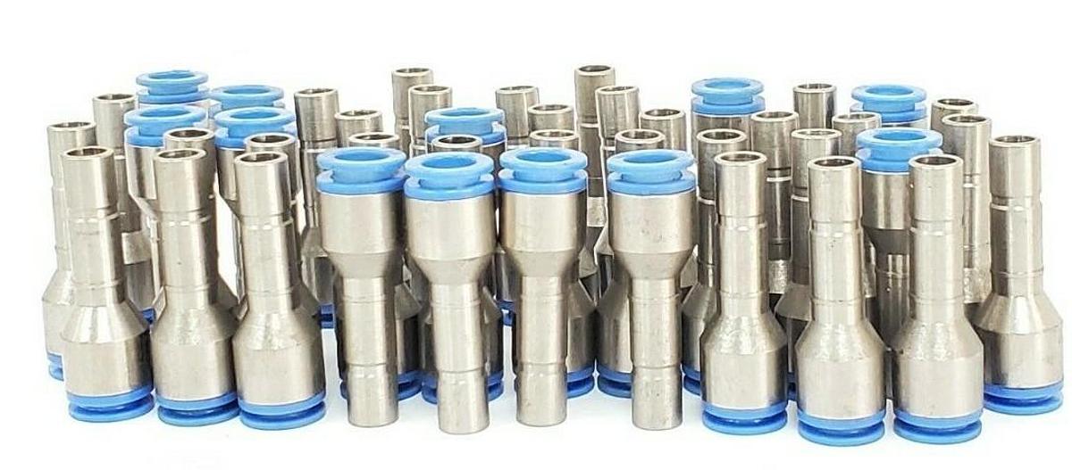 LOT OF 43 NEW SMC SPORE 10 KC SELF SEAL FITTINGS, 10MM X 52MM L