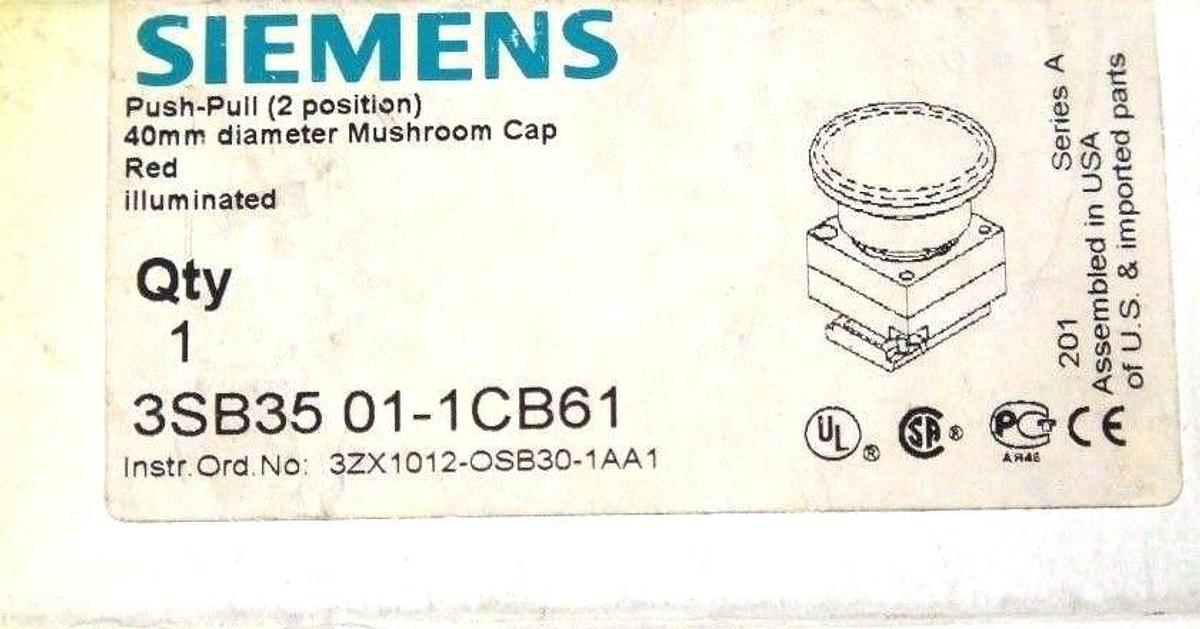 Used NIB SIEMENS 3SB35-01-1CB61 ILLUMINATED PUSH BUTTON RED 3SB35011CB61