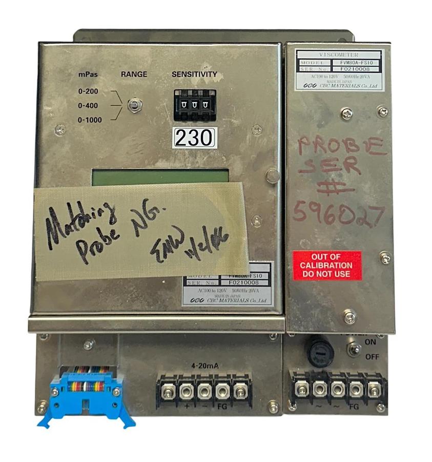 Used CBC MATERIALS FVM80A-FS10 / FVM80AFS10 VISCOMETER 100-120VAC 50/60Hz 20VA USNP