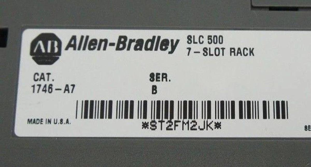 Used ALLEN BRADLEY 1746-A7 7-SLOT RACK SER. B W/ 1746-P2 POWER SUPPLY SER. C
