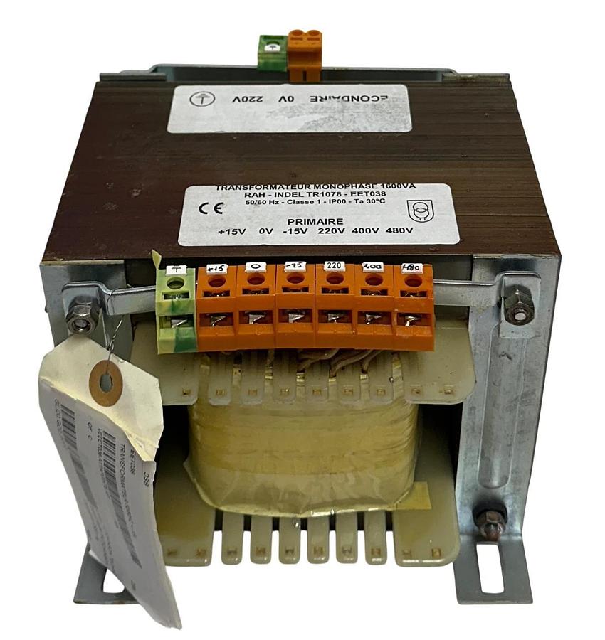 Used RAH-INDEL TR1078 / EET038 SINGLE-PHASE TRANSFORMER 1600VA 50/60Hz USNP