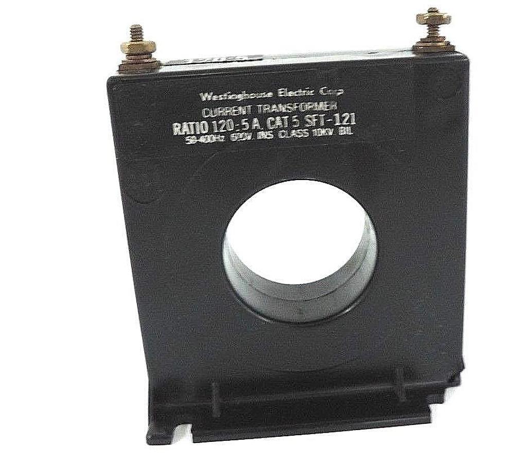 Used WESTINGHOUSE 5SFT-121 CURRENT TRANSFORMER RATIO 120:5A, 50-400HZ, 600V