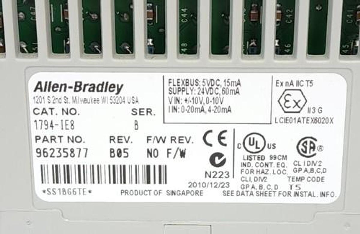Used ALLEN BRADLEY 1794-IE8 SER. B FLEX 8 POINT ANALOG INPUT MODULE