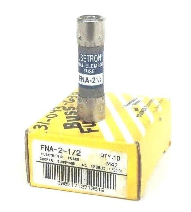 Used LOT OF 10 NIB BUSSMANN FNA-2-1/2 FUSES 2.5AMP FNA21/2