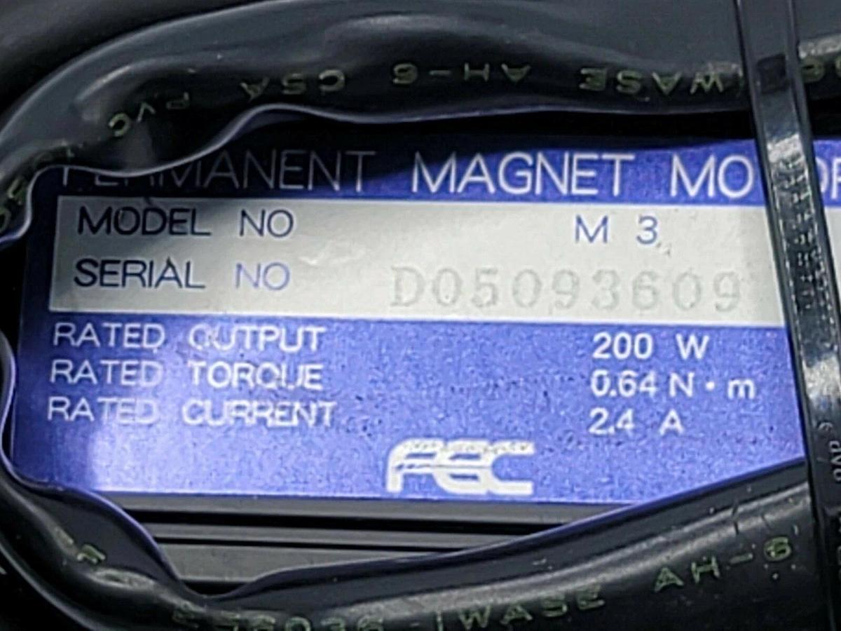 Used FEC INC. DFT-132W3-S TOOL MODEL NO. M3 PERMANENT MAGNET MOTOR