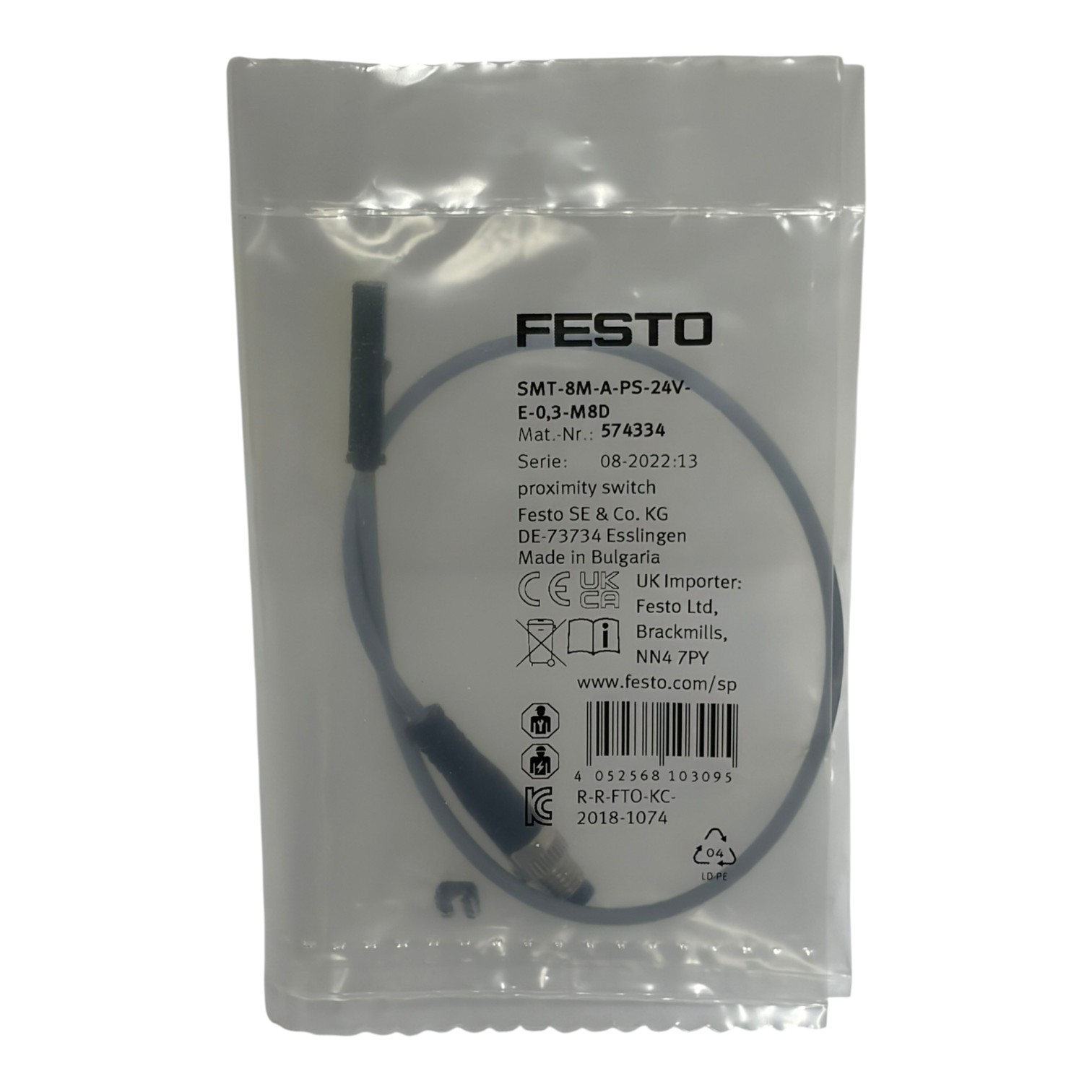 Festo SMT-8M-A-PS-24V-E-0,3-M8D Proximity Switch Magnetoresistive Sensor New