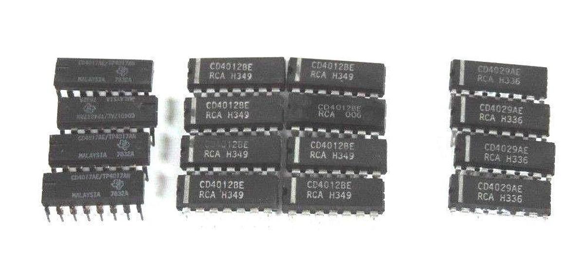 LOT OF 8 CD4012BE 14PIN LOT OF 4 CD4029AE 16PIN LOT OF 4 CD4017AE 16PIN CHIPS