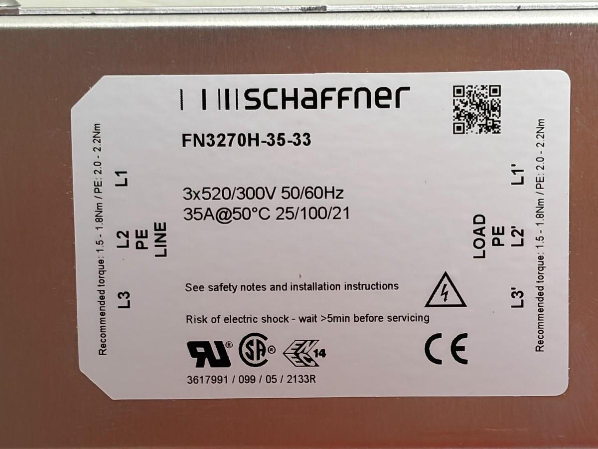 Used Schaffner FN3270H-35-33 3-Phase EMC RFI Power Line Filter 35A 480V 520V - NSMP