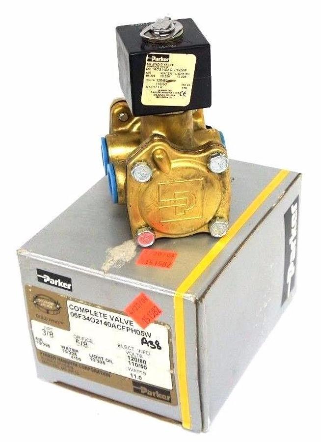 Used NIB PARKER 06F34O2140ACFPH05W SOLENOID VALVE 3/8" NPT, 5/8" ORIFICE