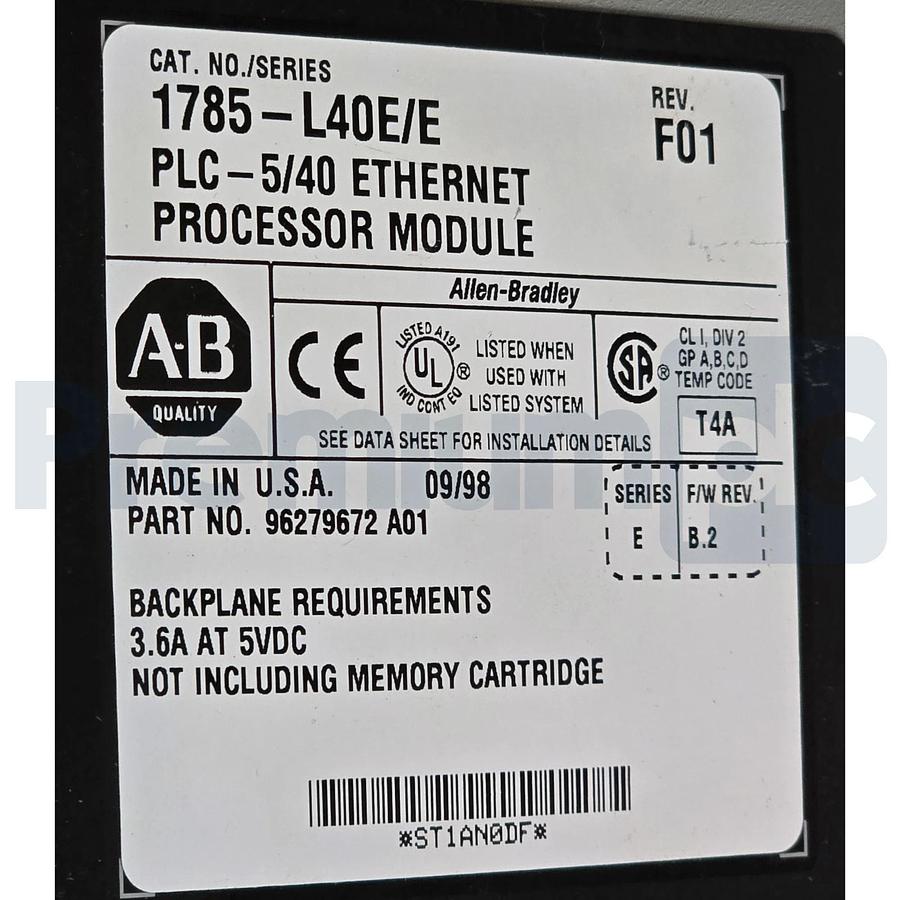 Allen-Bradley 1785-L40E/E PLC-5/40 Ethernet Processor Module FW B.2 REV F01 NSNP