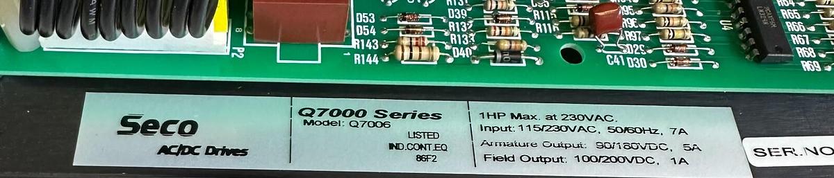 Used SECO WARNER ELECTRIC Q7006 QUADRALINE 7000 REGENERATIVE DC DRIVE 1HP @ 230V NSNP