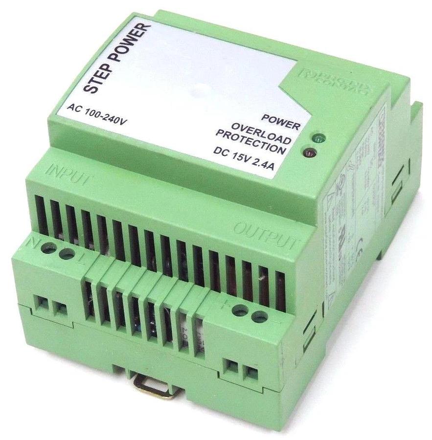 Used PHOENIX CONTACT STEP-PS-100-240AC/15DC/2.4 STEP POWER ORDER NO. 2938934