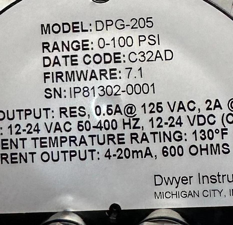 DWYER DPG-205 / 102048-04 DIGITAL PRESSURE GAUGE SERIES DPG-200 NSMP