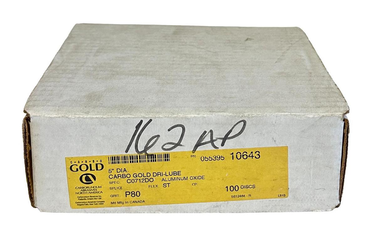 Used 100 NEW CARBO GOLD 055395 10643 5'' C0712DO ALUMINUM OXIDE DISCS P80 GRIT ST