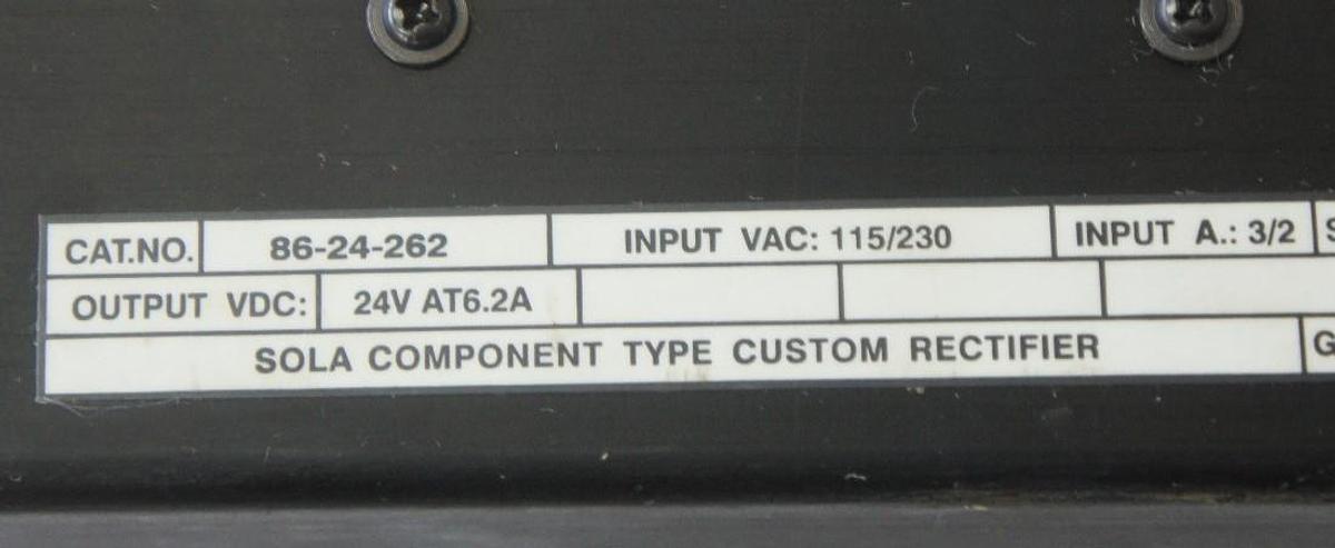 Used SOLA ELECTRIC 86-24-262 POWER SUPPLY, 115/230VAC 3/2A INPUT, 24VDC 6.2A OUTPUT