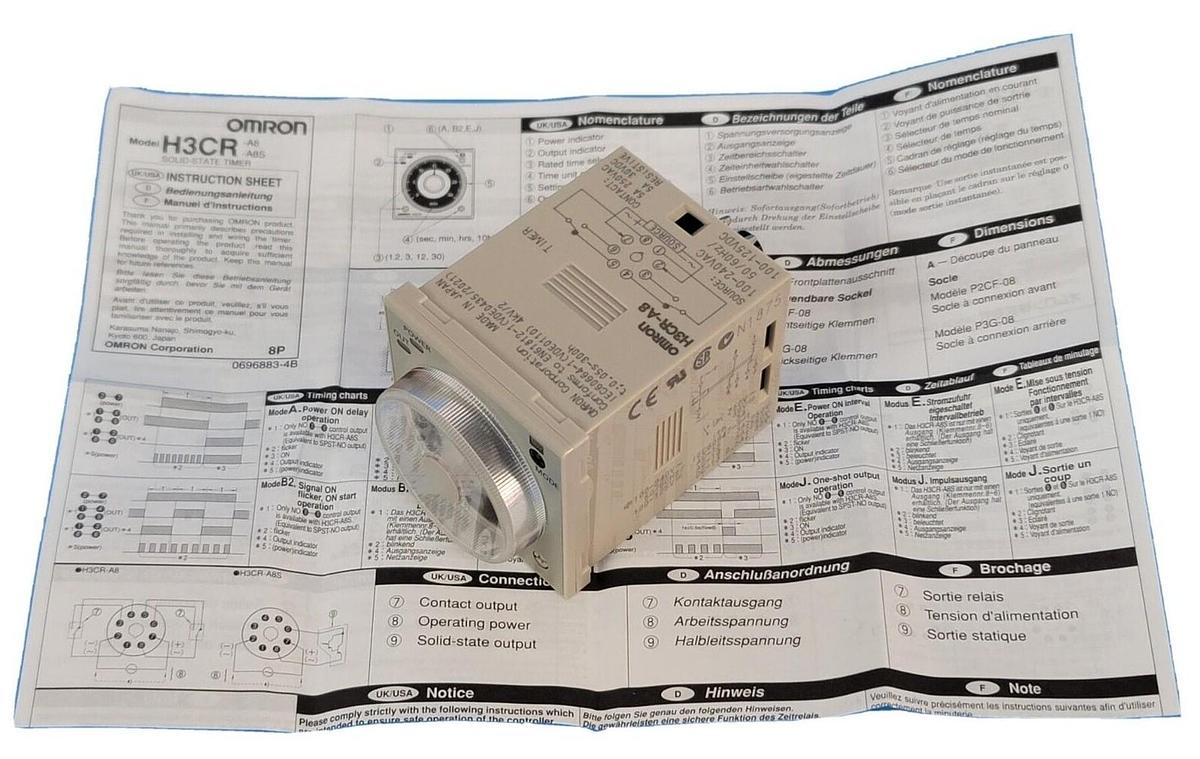 NIB OMRON H3CR-A8 SOLID-STATE TIMER 1.2S TO 300H