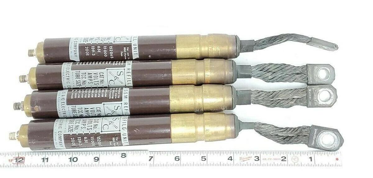 Used LOT OF 4 S&C 152065 SSM REFILL UNITS VOLTS 15000, AMPS. 65E, TCC. NO. 139-3