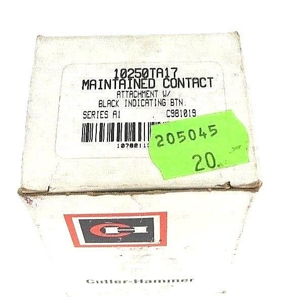 CUTLER HAMMER 10250TA17 MAINTAINED CONTACT ATTACHMENT W/ BLACK INDICATING BTN.