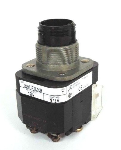 Used ALLEN BRADLEY 800T-PTL16R PUSH BUTTON SER. T 120V W/ 800T-XA1 SER. E 40171-002-0