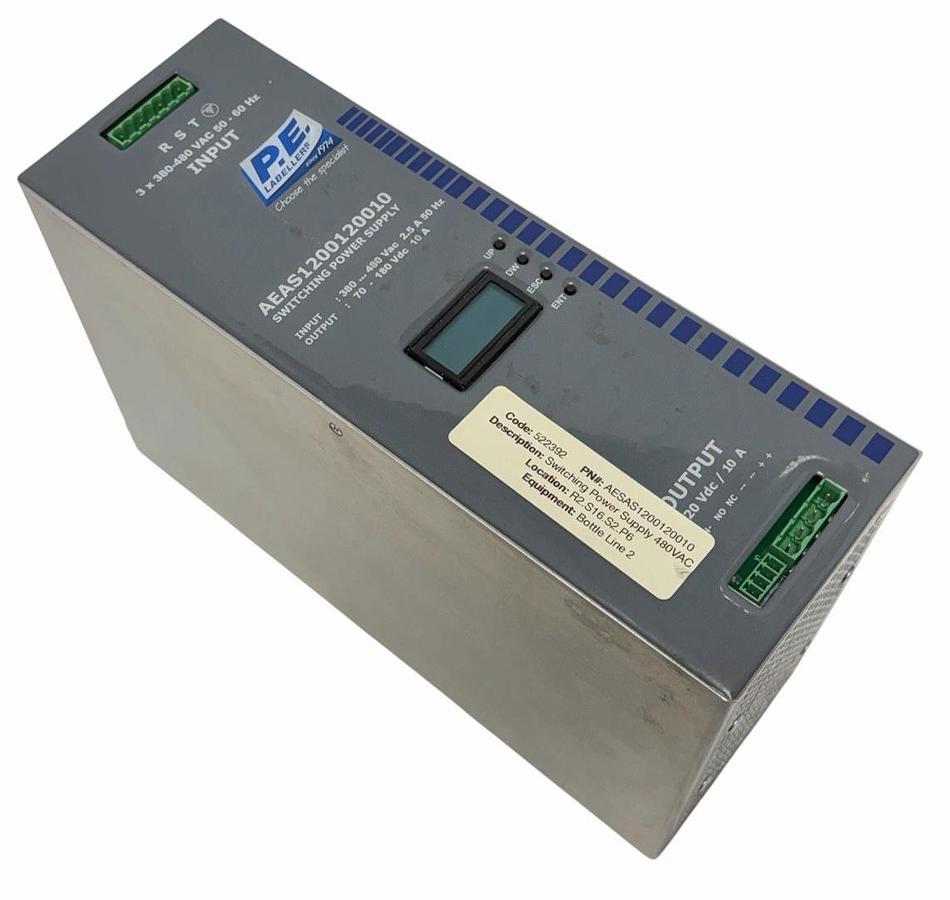 Used ACE INC AEAS1200120010 SWITCHING POWER SUPPLY 380-480 VAC 50/60 HZ
