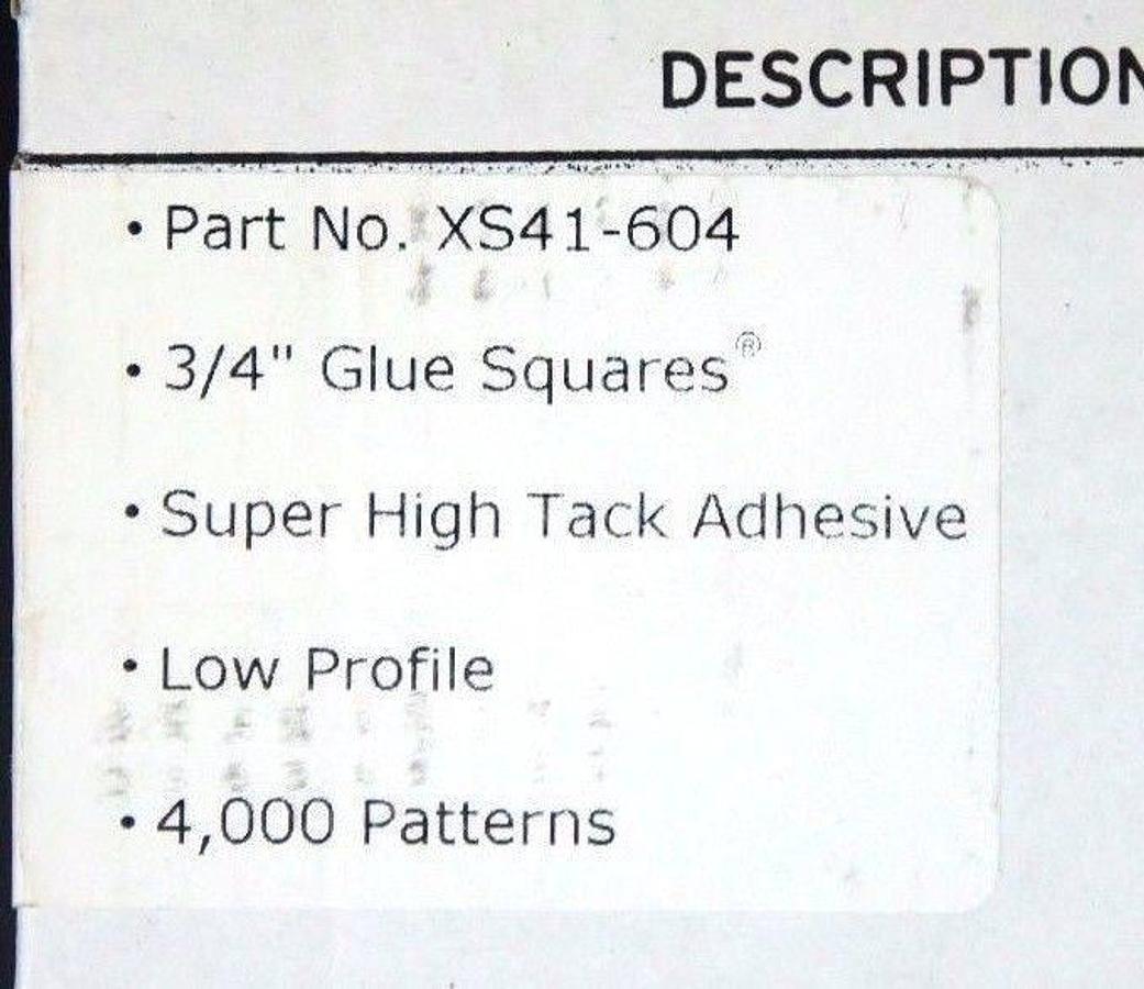 NIB GLUE DOTS XS41-604, 3/4" GLUE SQUARES 4,000 PATTERNS