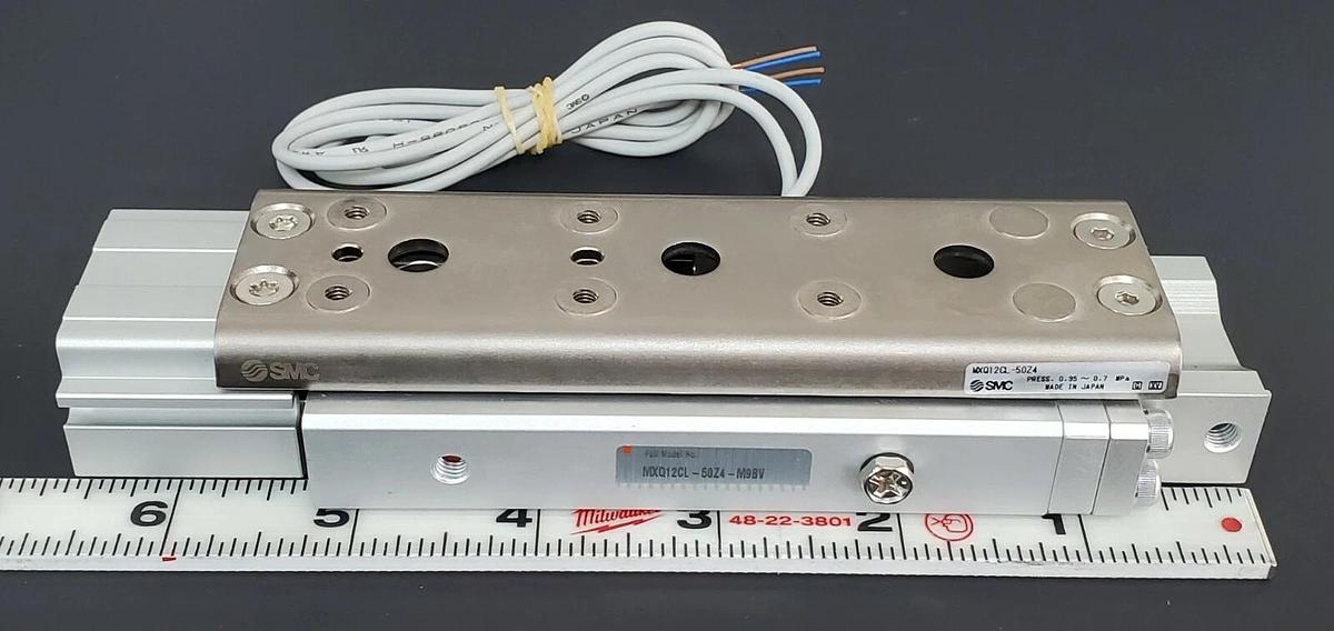 Used NEW SMC MXQ12CL-50Z4-M9BV CYLINDER, SLIDE TABLE WITH AUTO SWITCH MXQ12CL50Z4M9BV