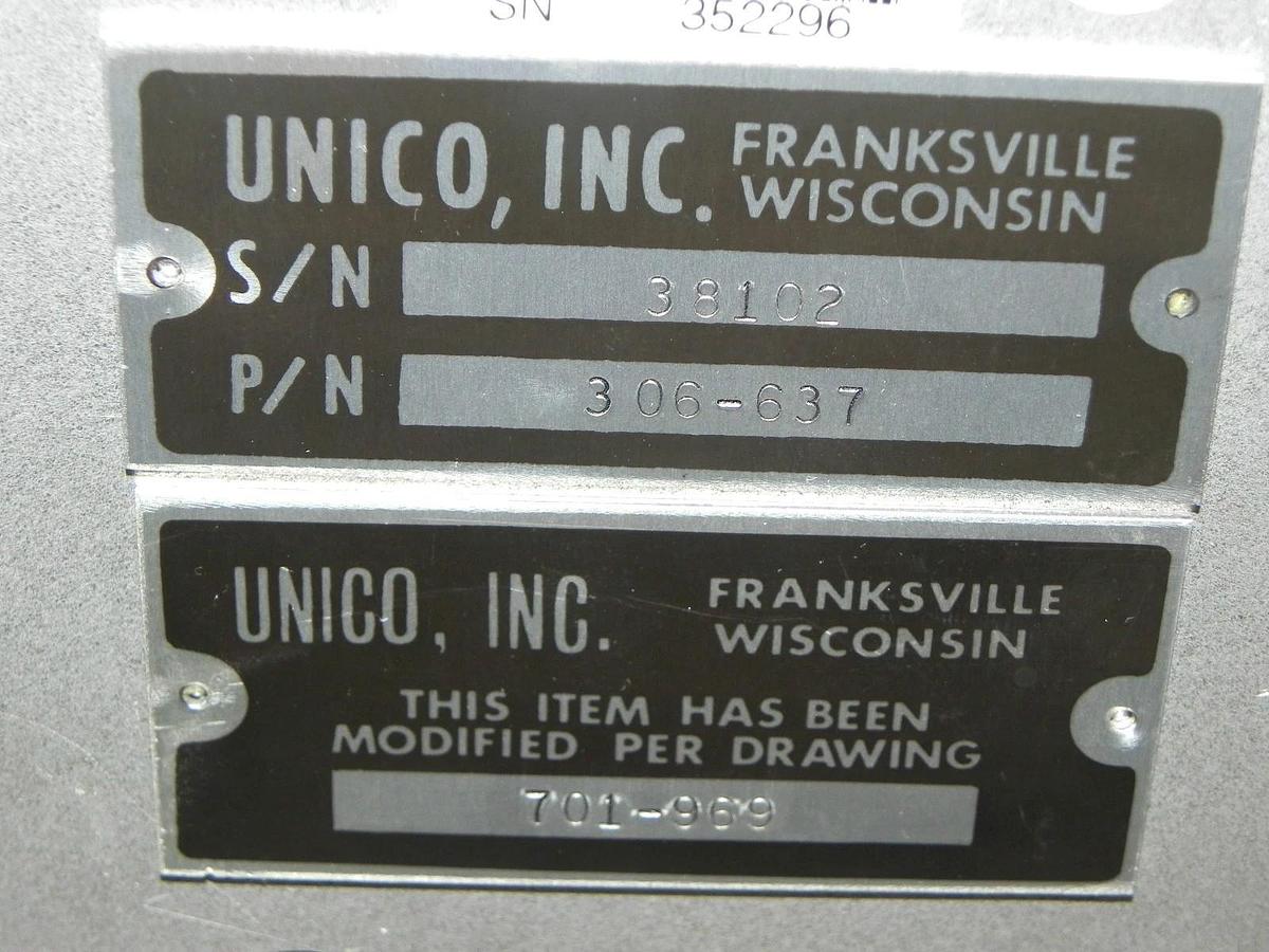 Used UNICO MODULE RACK P/N: 306-637 MODIFIED PER DRAWING 701-969