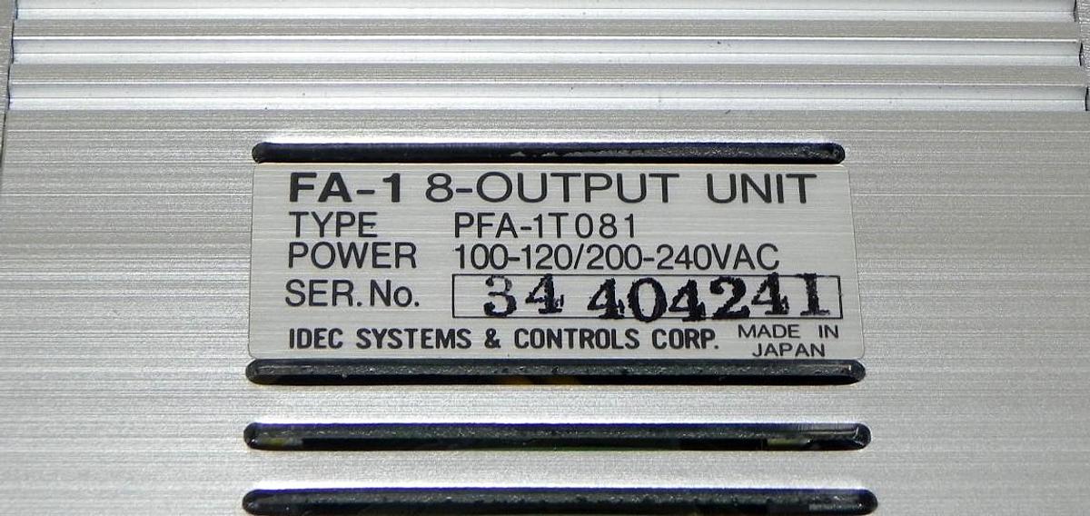 Used IDEC PFA-1T081 8 POINT OUTPUT MODULE PFA1T081