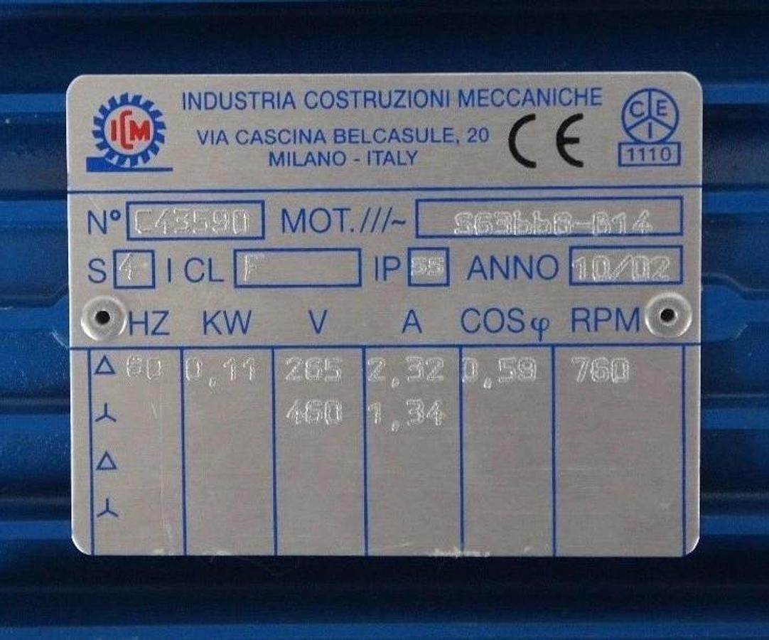 NEW ICM INDUSTRIA COSTRUZIONI MECCANICHE C43590 MOTOR, S63668-814