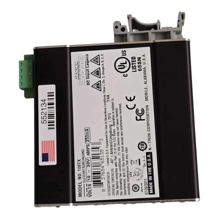 Used Red Lion N-Tron 108TX Industrial Ethernet Switch 8-Port 10/100BaseTX DIN Rail
